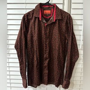 Men's Dark Brown Shirt with Red Details ❤️ Size XLarge
